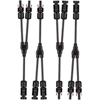 Aiqeer 2 Pares Solar Panel Cable Conectores- Solar Cable Conector Y Branch MFF-MMF- Solar Fotovoltaico Paralelo Conector